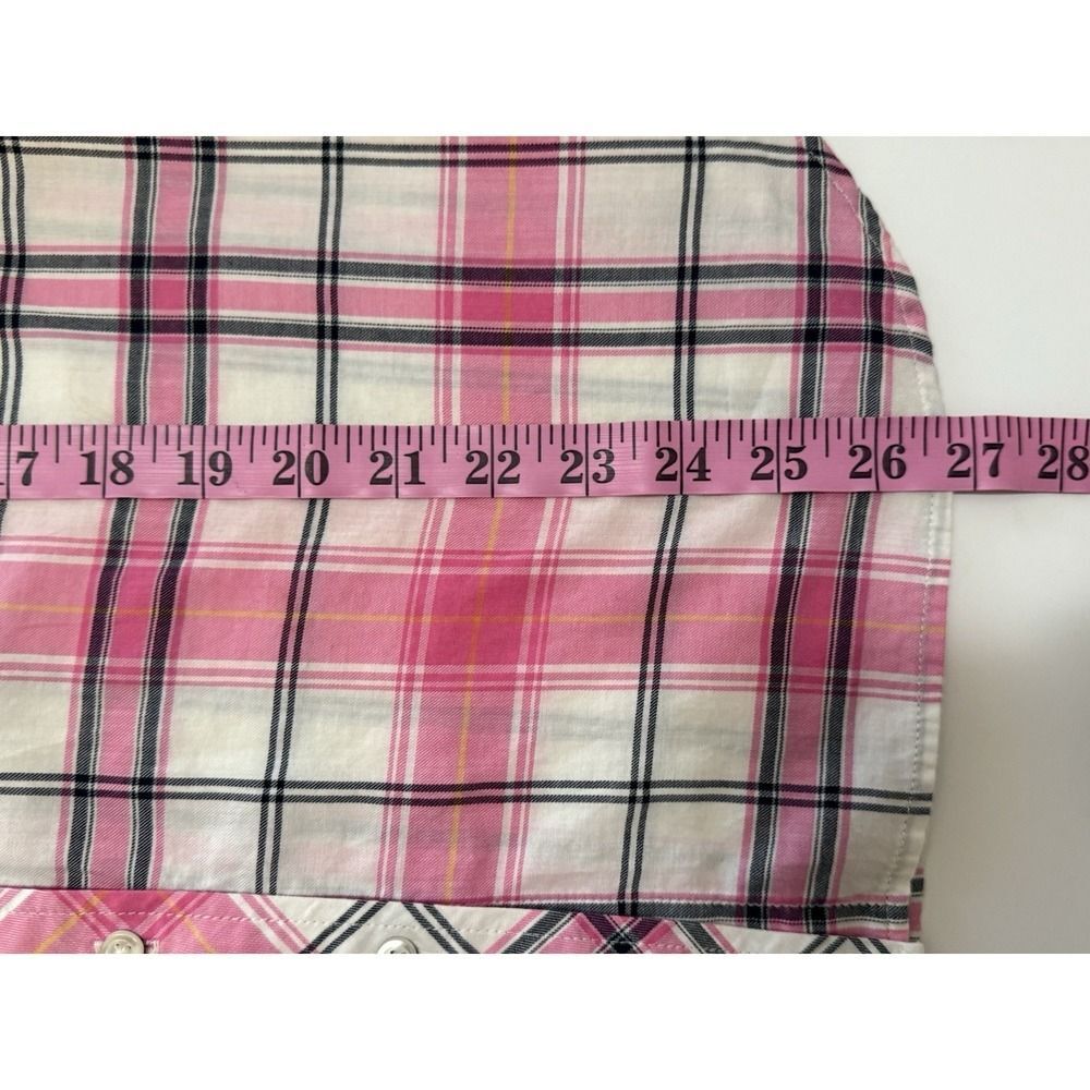 Talbots Plaid Cotton Shirt Button Up Collar Lightweight Classic Preppy Pink Med - Picture 15 of 16